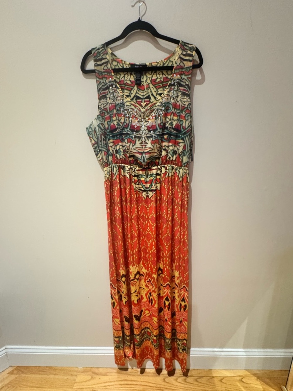 Style & Co. Boho Sleeveless Maxi Dress - Orange Accents